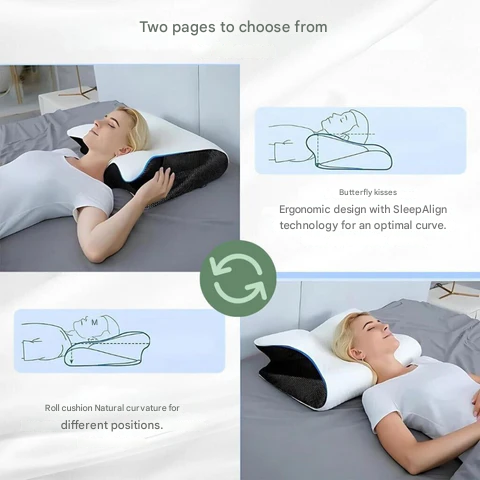 Pernă ortopedică din spumă cu memorie — design ergonomic pentru susținerea gâtului și spatelui