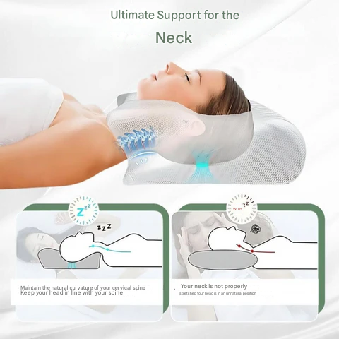 Pernă ortopedică din spumă cu memorie — design ergonomic pentru susținerea gâtului și spatelui