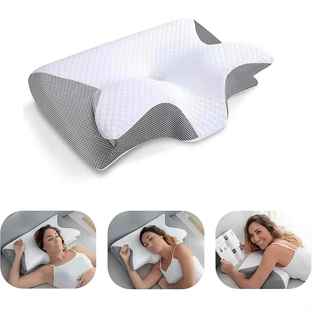 Pernă ortopedică din spumă cu memorie — design ergonomic pentru susținerea gâtului și spatelui