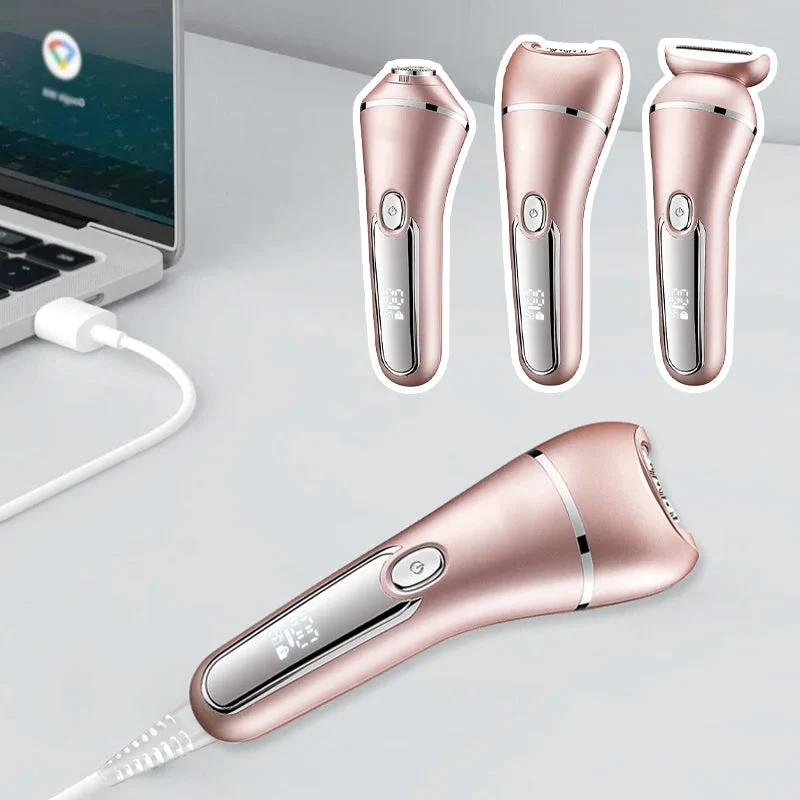 Women's 3-in-1 Waterproof Electric Shaver — Multi-Area Grooming Tool