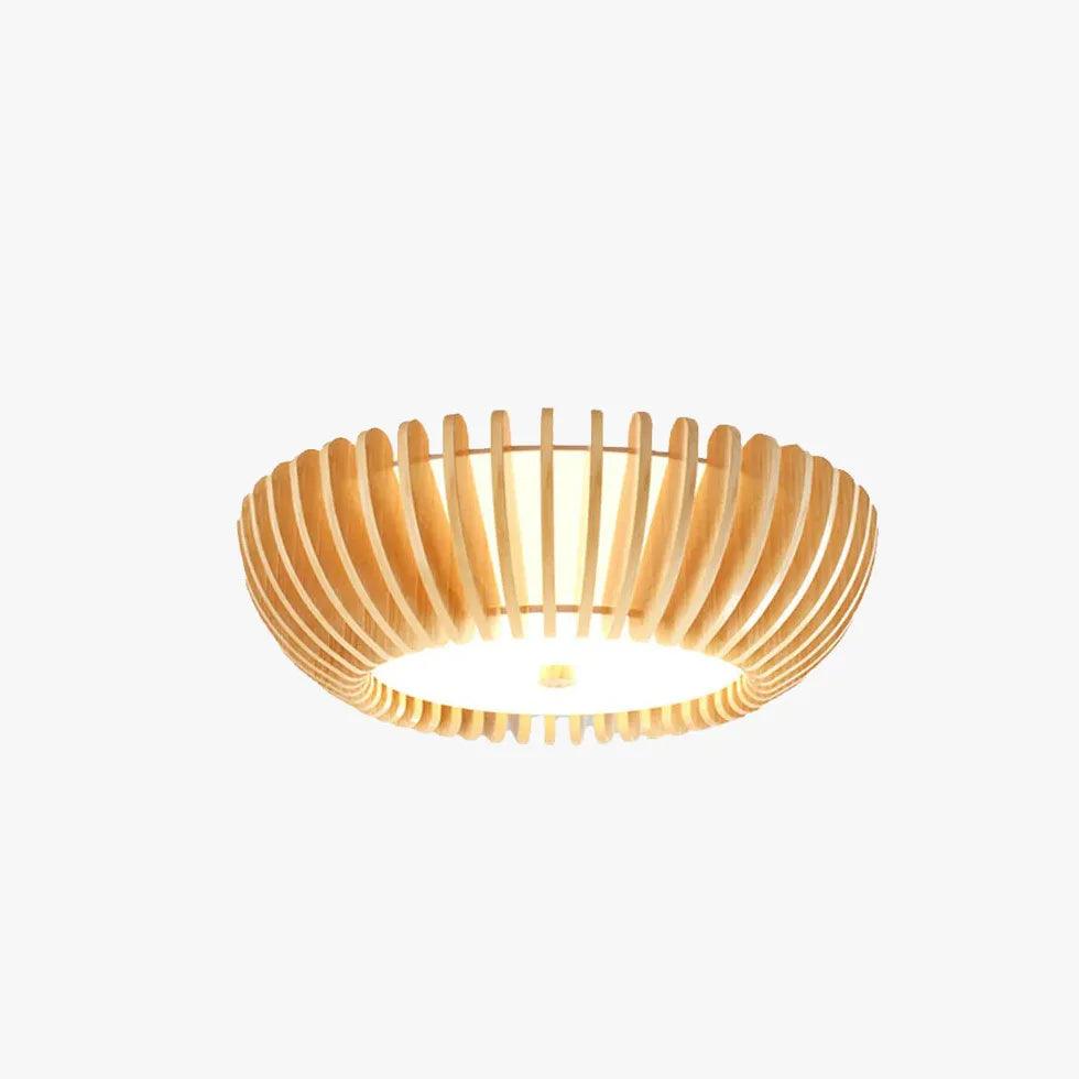 Taklampe i japandi-stil av tre med LED til soverommet | boxzora
