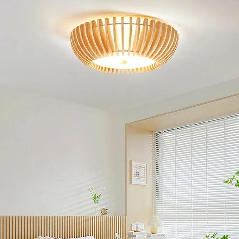 Taklampe i japandi-stil av tre med LED til soverommet | boxzora