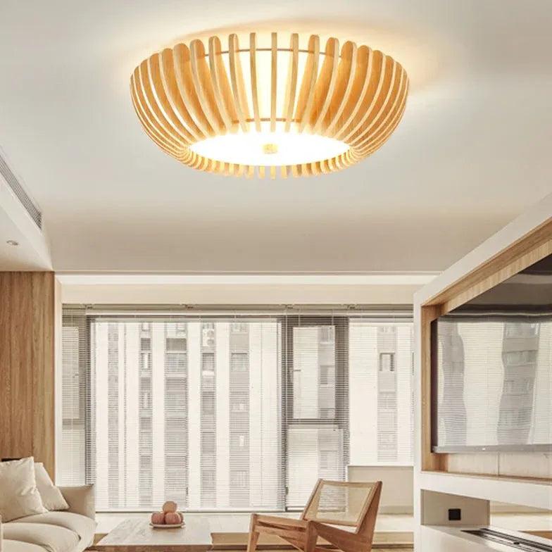 Taklampe i japandi-stil av tre med LED til soverommet | boxzora