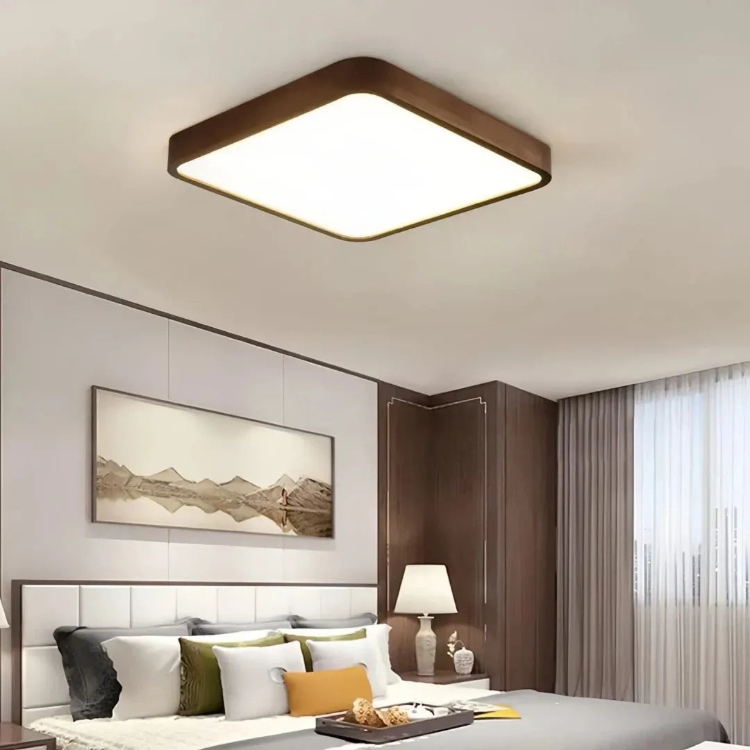 Lámpara de techo empotrada de madera nórdica para dormitorio, antideslumbrante | boxzora