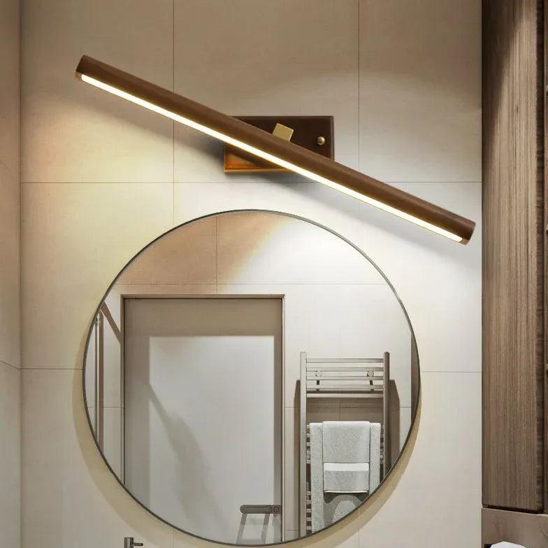 Minimalistische lineaire houten schilderijverlichting voor de badkamer | boxzora