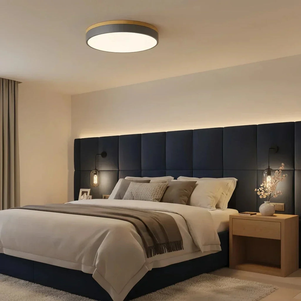 Candeeiro de teto LED redondo, estilo macaron, para quarto, antirreflexo | boxzora