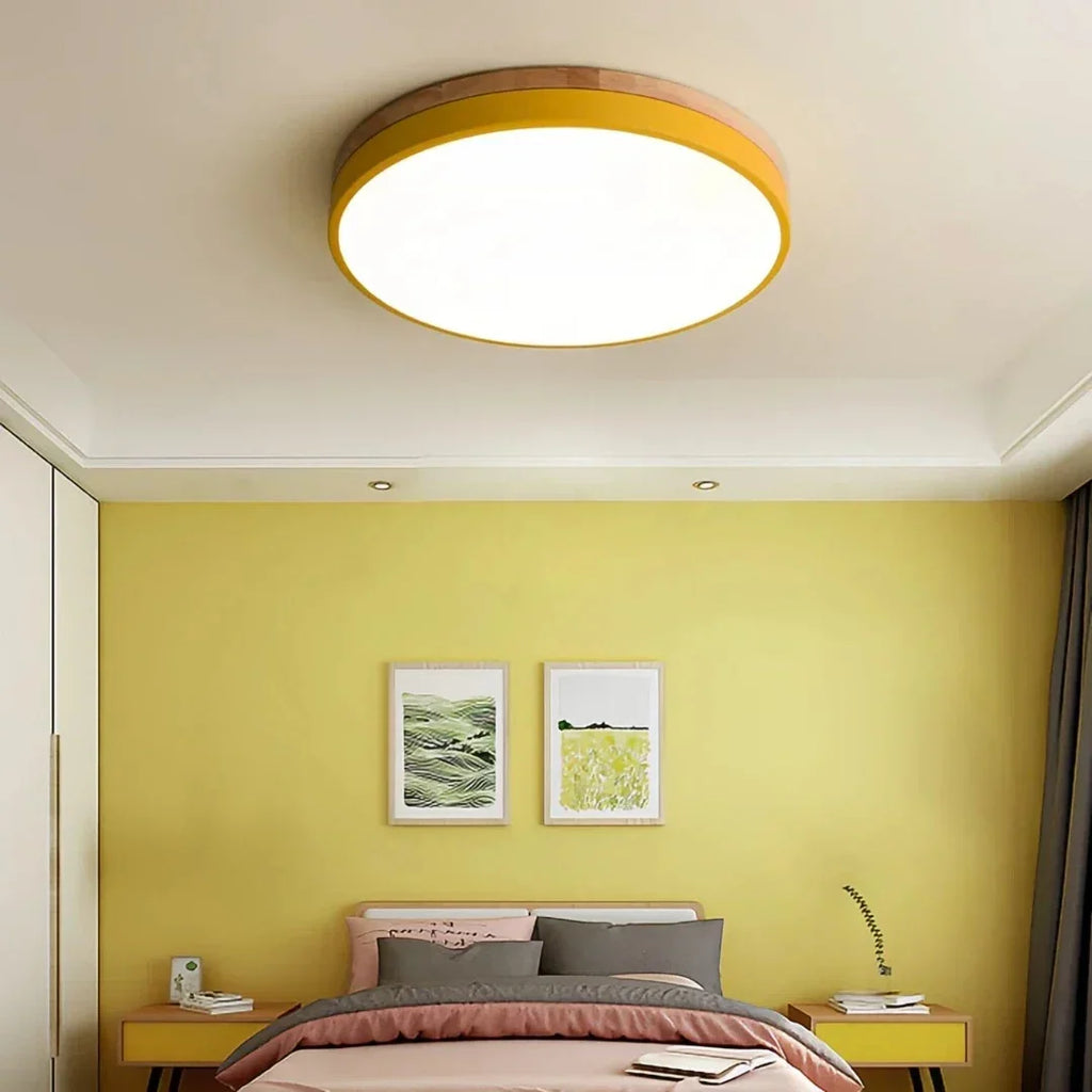 Candeeiro de teto LED redondo, estilo macaron, para quarto, antirreflexo | boxzora