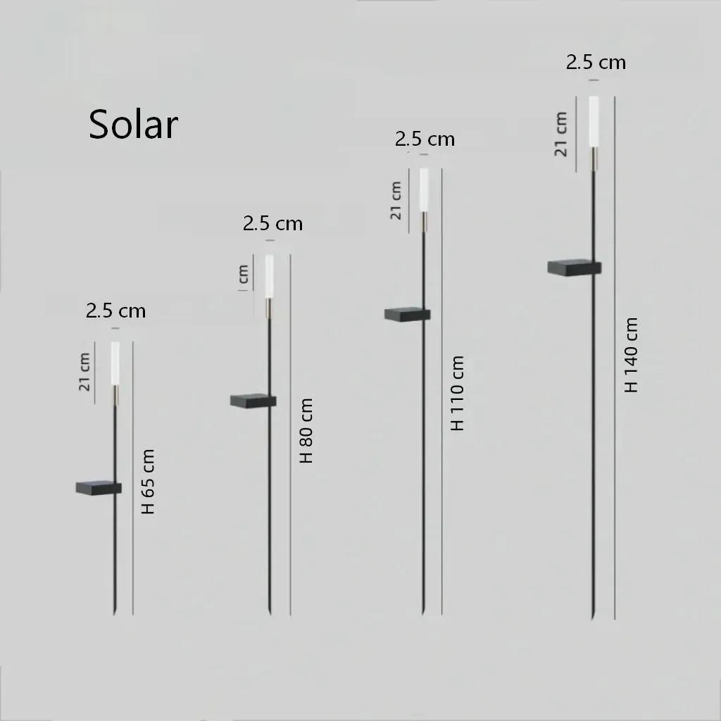 Lámpara moderna de jardín con estaca, IP65 y solar, diseño elegante | boxzora