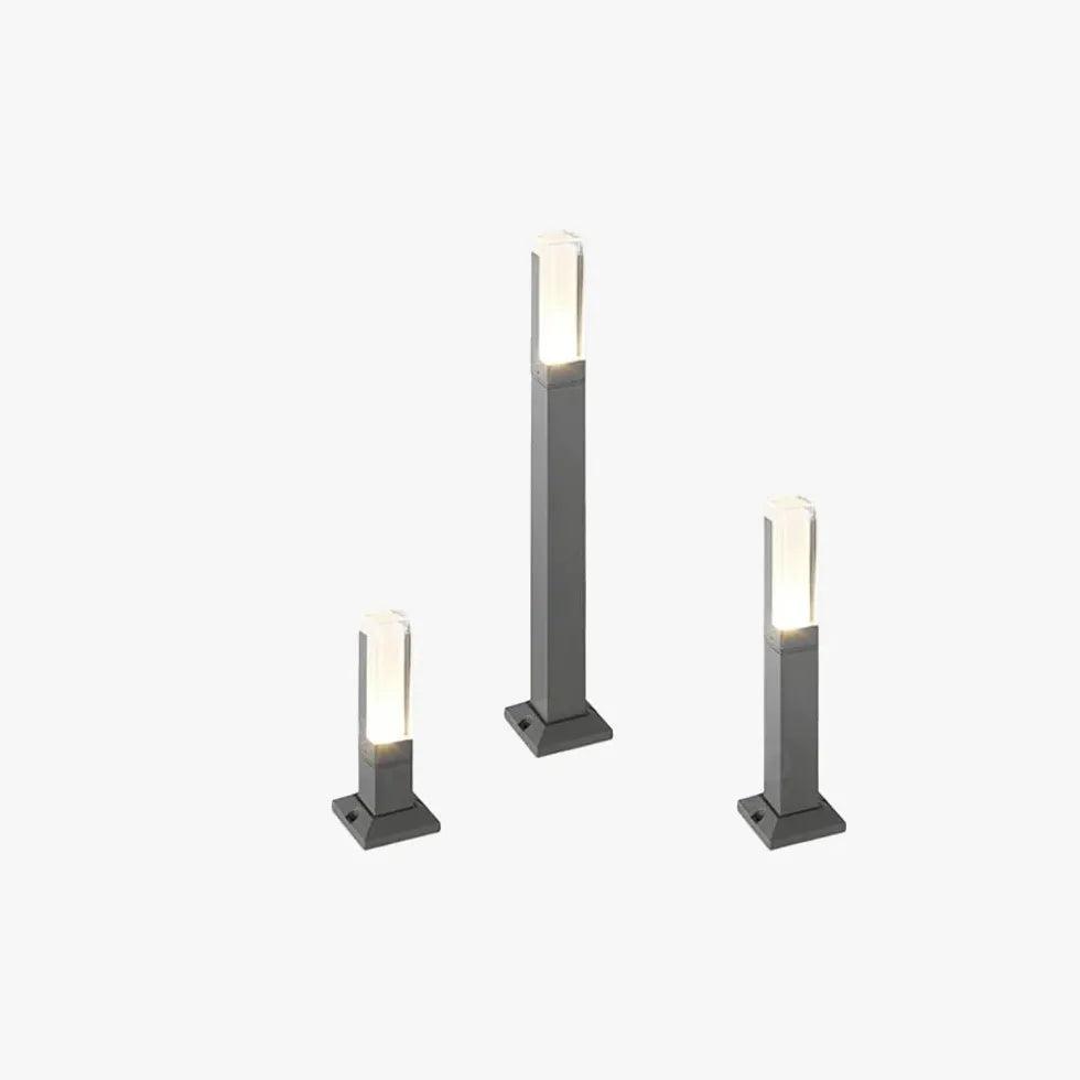 Minimalistiske vanntette svarte pullertlamper i akryl | boxzora