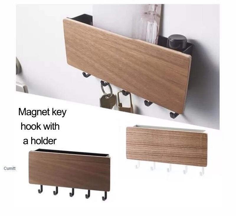 KeyOrganize Wooden Key Holder Wall Shelf — Stylish Hooks, Multiple Color Options