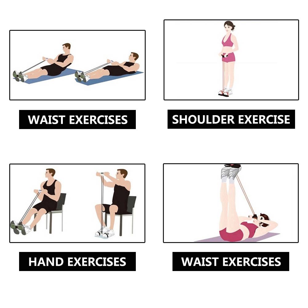 Coseey-fitnessweerstandsband met 4 buizen — trainer met voetpedalen