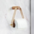 Toilettenpapierhalter aus Eichenholz und Kunstleder – stabile Wandmontage, minimalistisches Finish