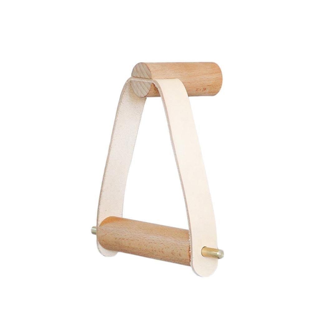 Toilettenpapierhalter aus Eichenholz und Kunstleder – stabile Wandmontage, minimalistisches Finish