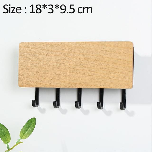 KeyOrganize Wooden Key Holder Wall Shelf — Stylish Hooks, Multiple Color Options