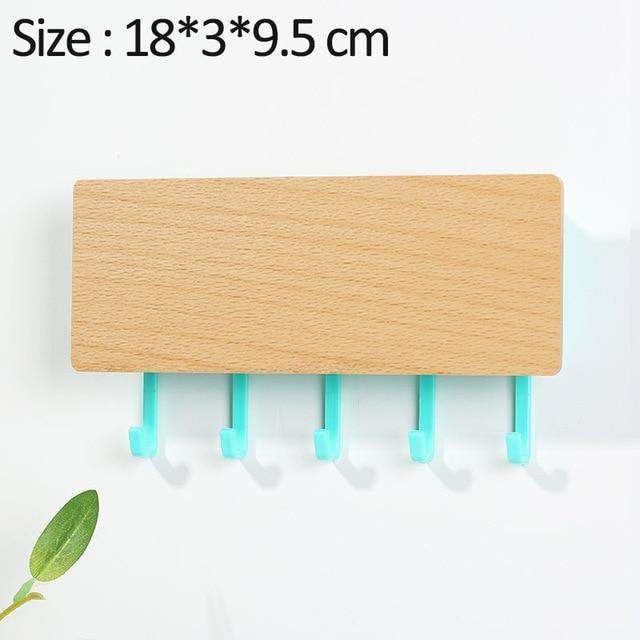 KeyOrganize Wooden Key Holder Wall Shelf — Stylish Hooks, Multiple Color Options