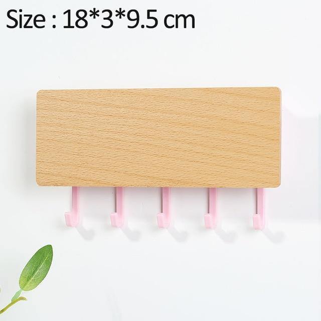KeyOrganize Wooden Key Holder Wall Shelf — Stylish Hooks, Multiple Color Options