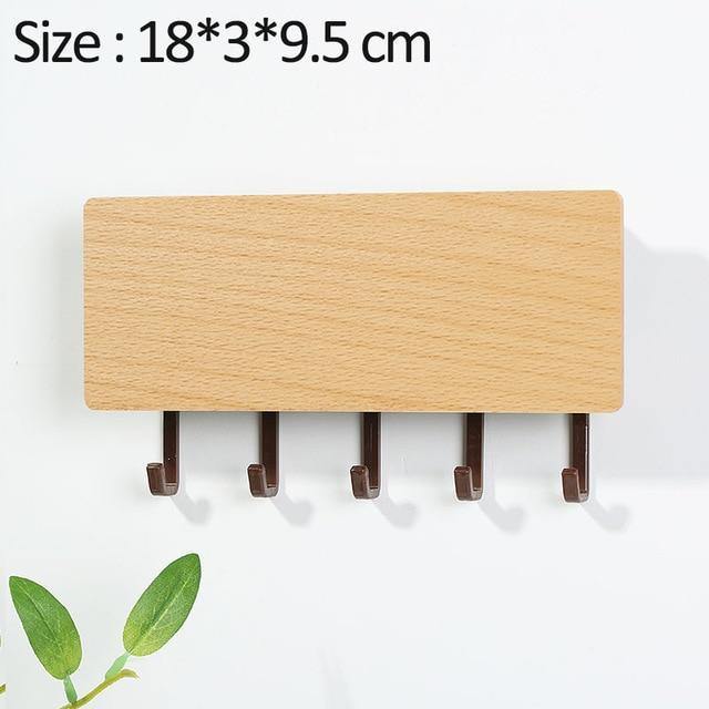 KeyOrganize Wooden Key Holder Wall Shelf — Stylish Hooks, Multiple Color Options