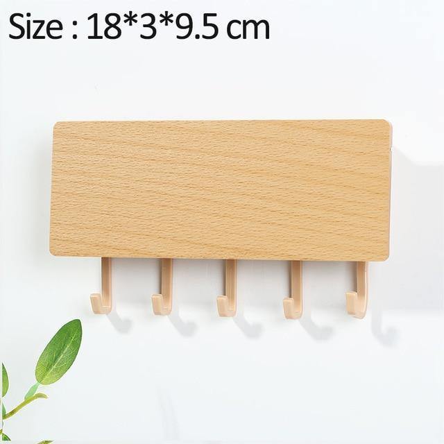 KeyOrganize Wooden Key Holder Wall Shelf — Stylish Hooks, Multiple Color Options