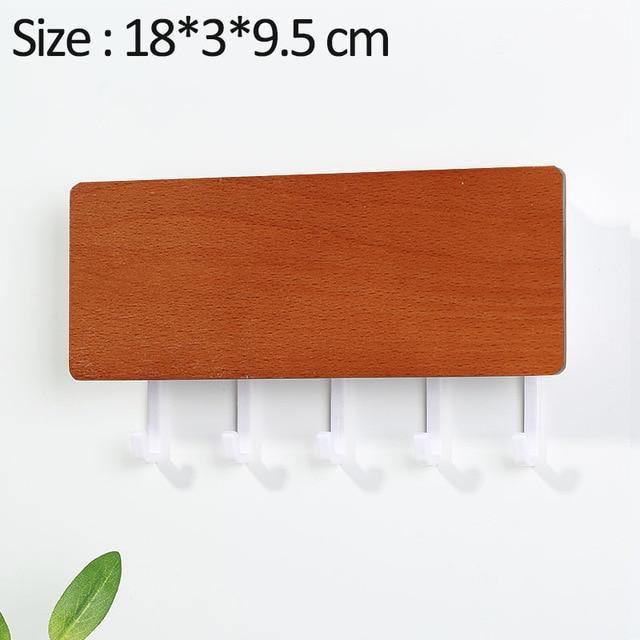 KeyOrganize Wooden Key Holder Wall Shelf — Stylish Hooks, Multiple Color Options