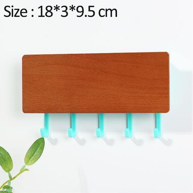 KeyOrganize Wooden Key Holder Wall Shelf — Stylish Hooks, Multiple Color Options