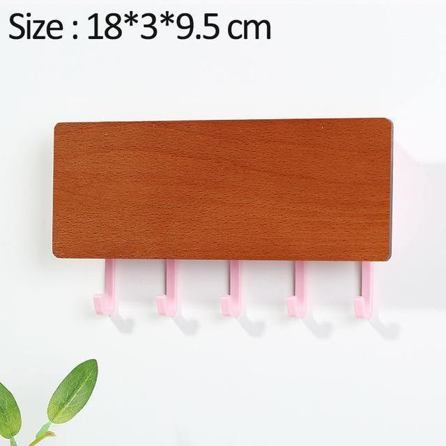 KeyOrganize Wooden Key Holder Wall Shelf — Stylish Hooks, Multiple Color Options