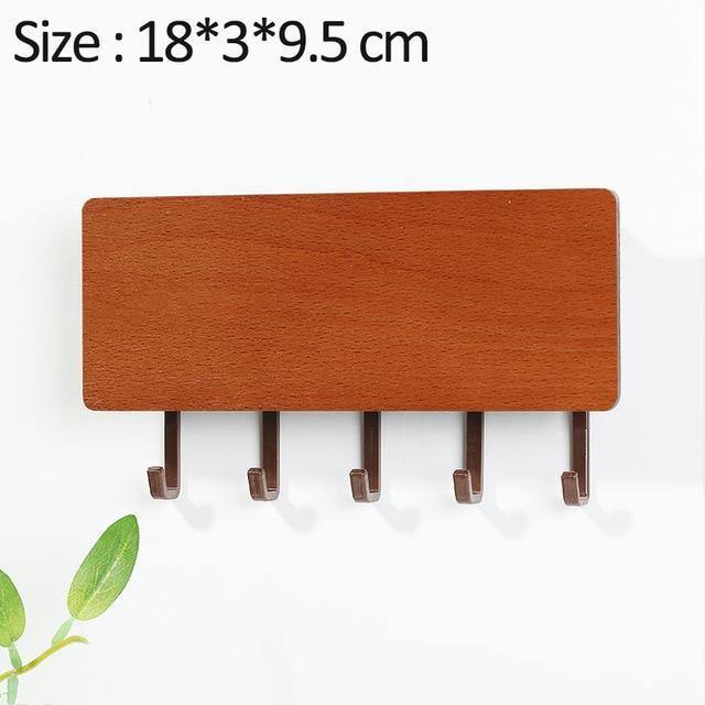 KeyOrganize Wooden Key Holder Wall Shelf — Stylish Hooks, Multiple Color Options