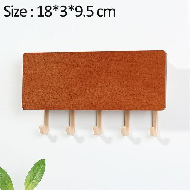 KeyOrganize Wooden Key Holder Wall Shelf — Stylish Hooks, Multiple Color Options