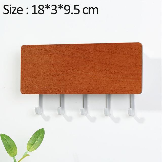 KeyOrganize Wooden Key Holder Wall Shelf — Stylish Hooks, Multiple Color Options