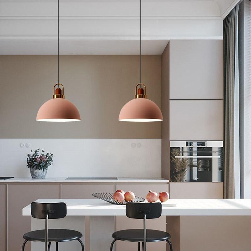 Lámpara LED de techo de madera Nordic Single Macaron | boxzora