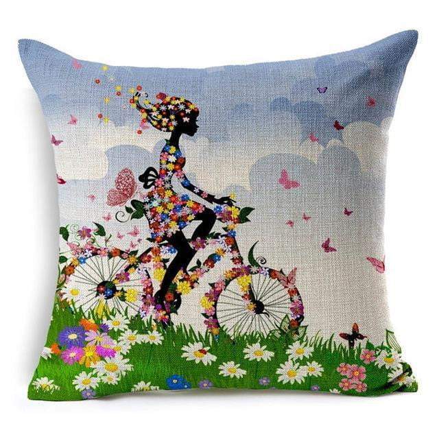 Sierkussenhoes met levensboom en vogels — vierkante kussenhoes met bloemenprint
