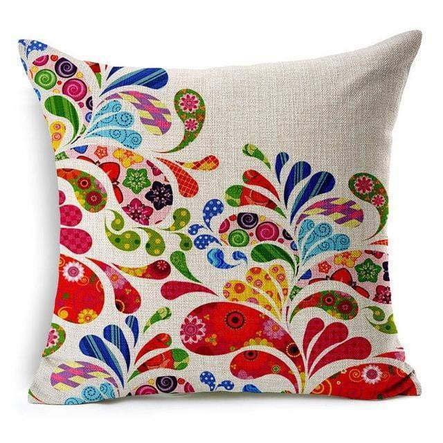 Sierkussenhoes met levensboom en vogels — vierkante kussenhoes met bloemenprint