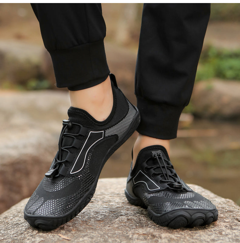 Minimalist Barefoot Athletic Trainers — Roomy Forefoot Shape, Flexible Sport Shoes