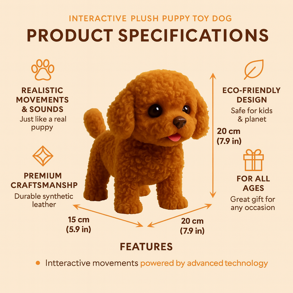Realistic Interactive AI Robot Puppy — Plush Design, Walking and Barking Actions