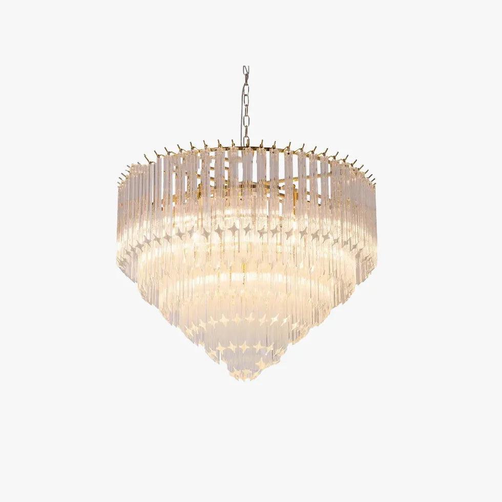 Candelabru luxos cu niveluri de cristale, cu intensitate reglabilă, pentru living | boxzora