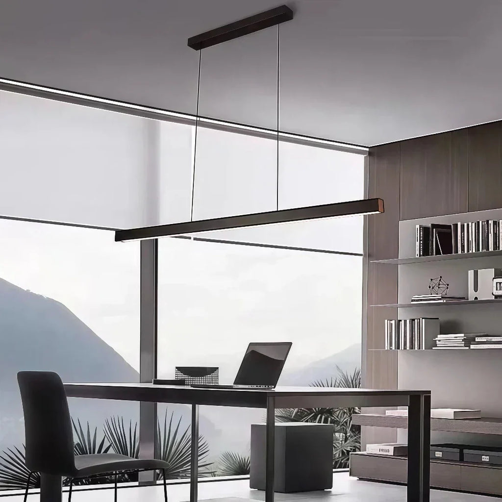 Lámpara colgante lineal minimalista de metal regulable para comedor | boxzora