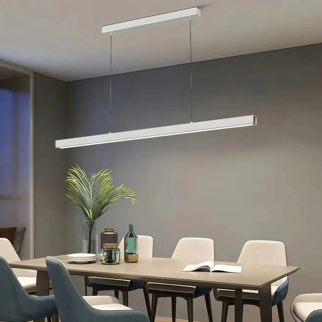 Lámpara colgante lineal minimalista de metal regulable para comedor | boxzora