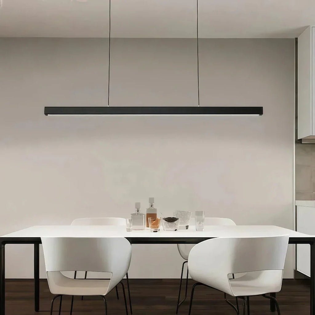 Lámpara colgante lineal minimalista de metal regulable para comedor | boxzora