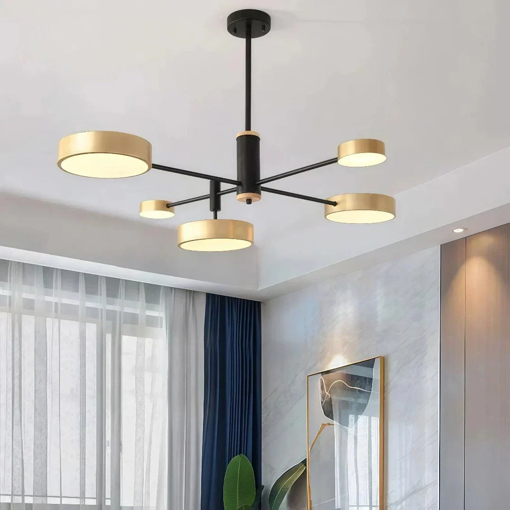 Lámpara de araña nórdica LED metálica y regulable para la sala de estar | boxzora