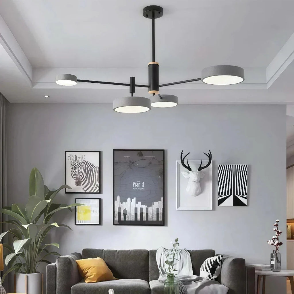 Lámpara de araña nórdica LED metálica y regulable para la sala de estar | boxzora