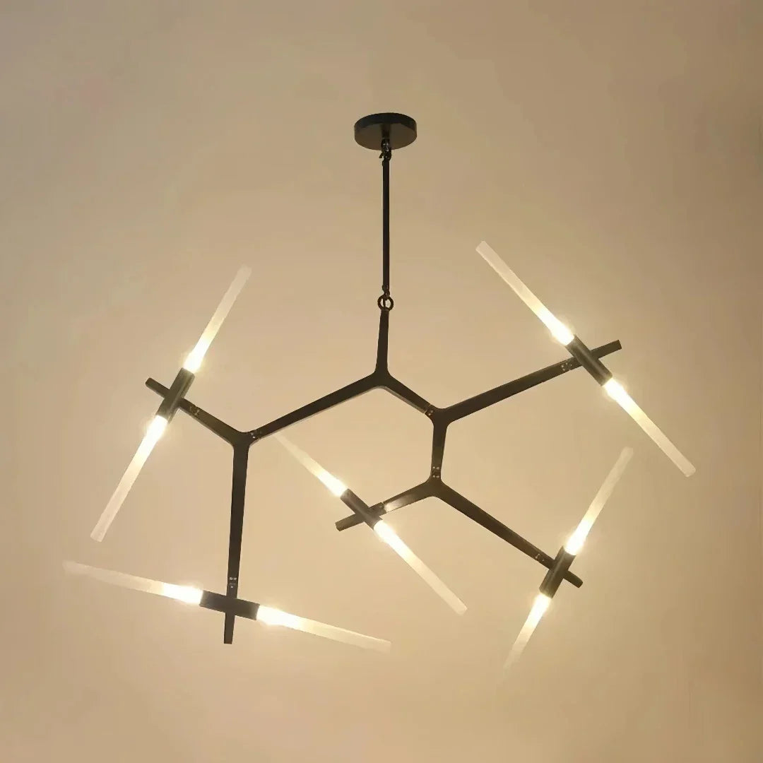 Candelabru modern din sticlă, cu braț reglabil și protecție împotriva orbirii, pentru sufragerie | boxzora