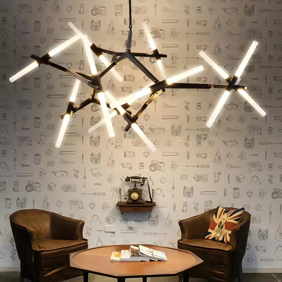 Candelabru modern din sticlă, cu braț reglabil și protecție împotriva orbirii, pentru sufragerie | boxzora