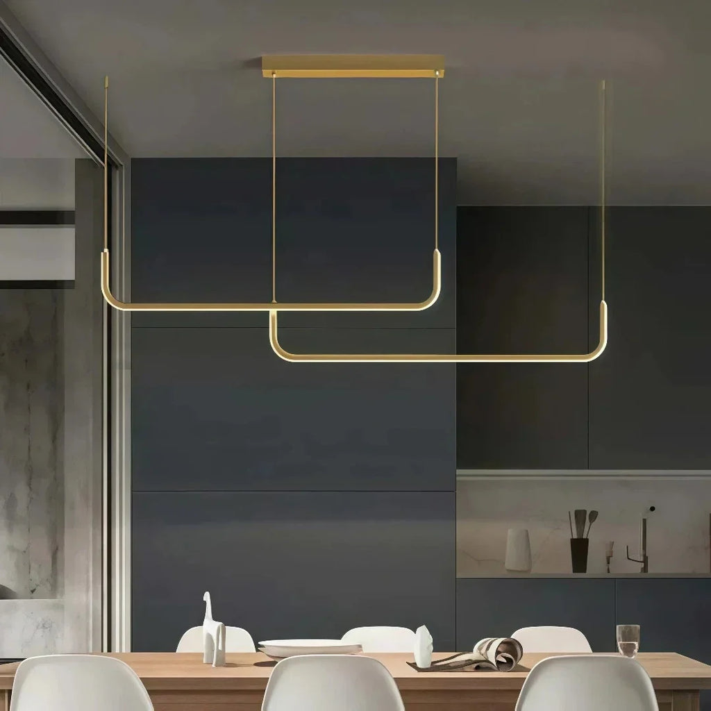 Lámpara colgante lineal minimalista de metal regulable para comedor | boxzora
