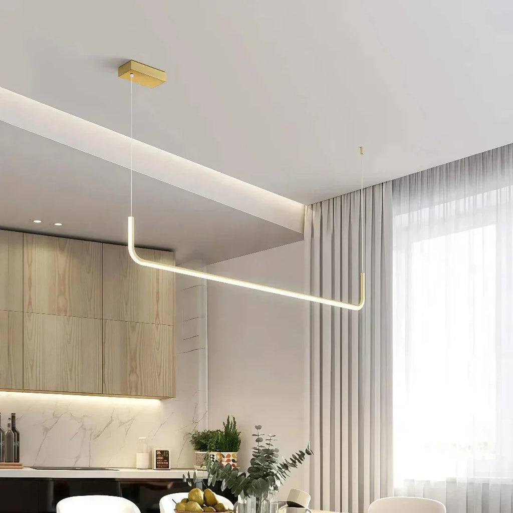 Lámpara colgante lineal minimalista de metal regulable para comedor | boxzora