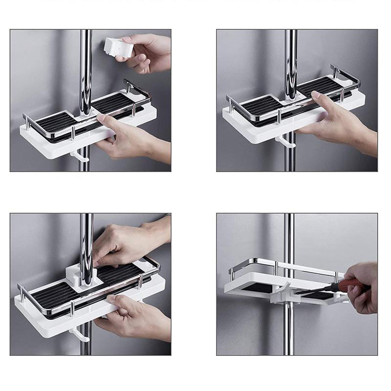 Wall Mount Shower Storage Rack — Secure Clip Design