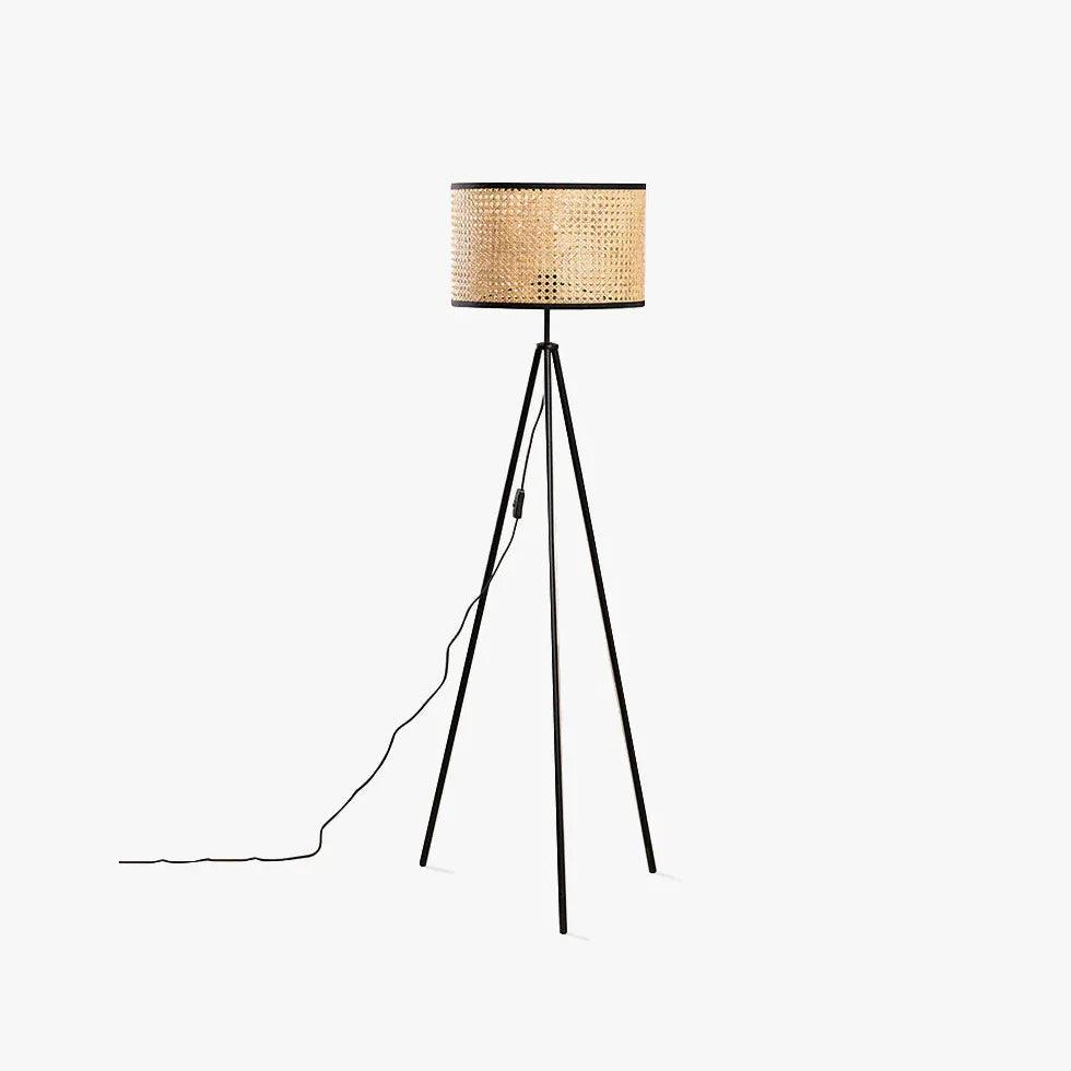 Japanese Rattan Floor Standing Tripod Lamps | boxzora