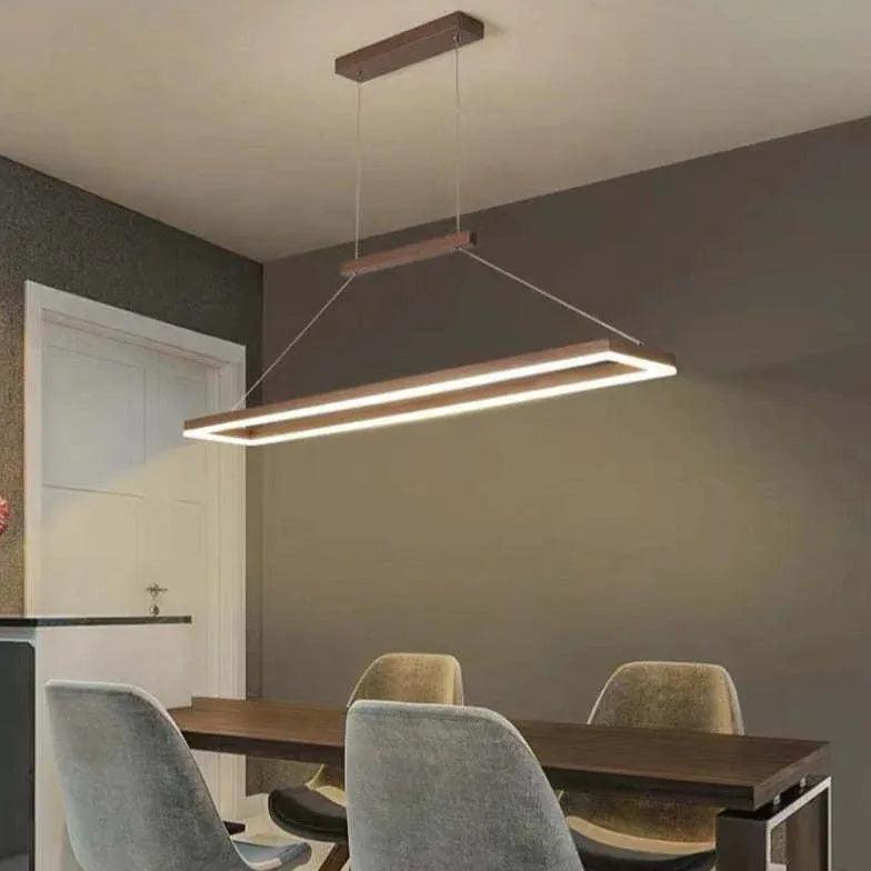 Modern Rectangular Wooden LED Dining Light Pendant | boxzora