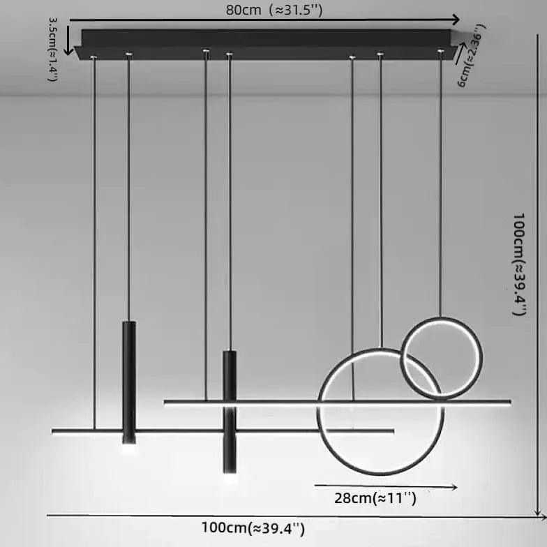 Suspension moderne linéaire de forme annulaire géométrique | boxzora