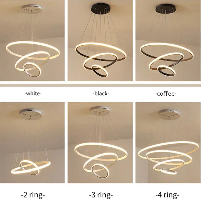 Luminária pendente LED minimalista em anel para quarto | boxzora