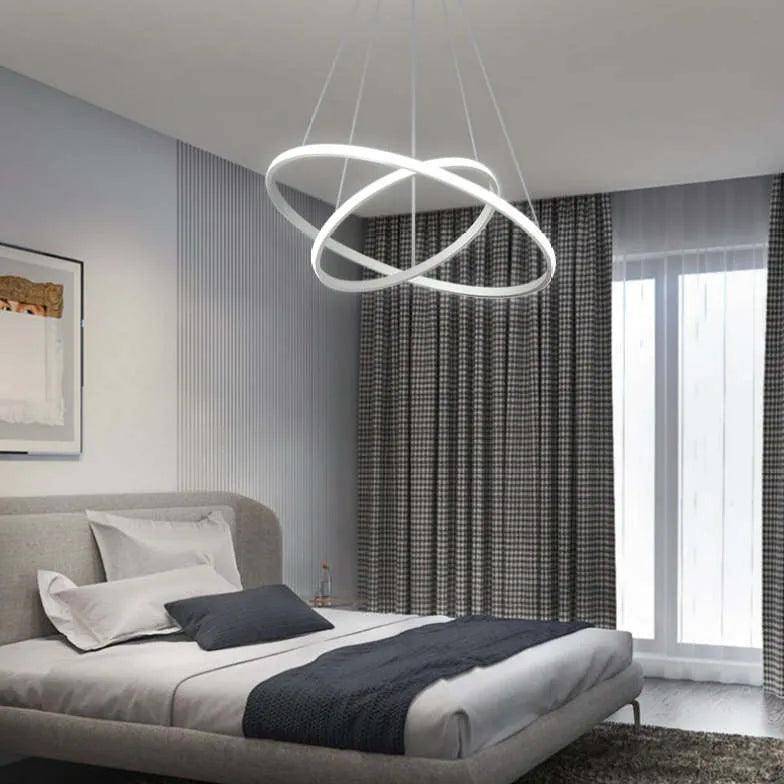 Luminária pendente LED minimalista em anel para quarto | boxzora