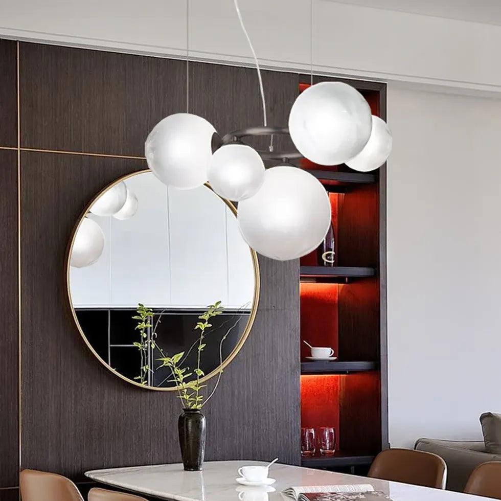 Moderne bolvormige hanglamp met grijs glas | boxzora